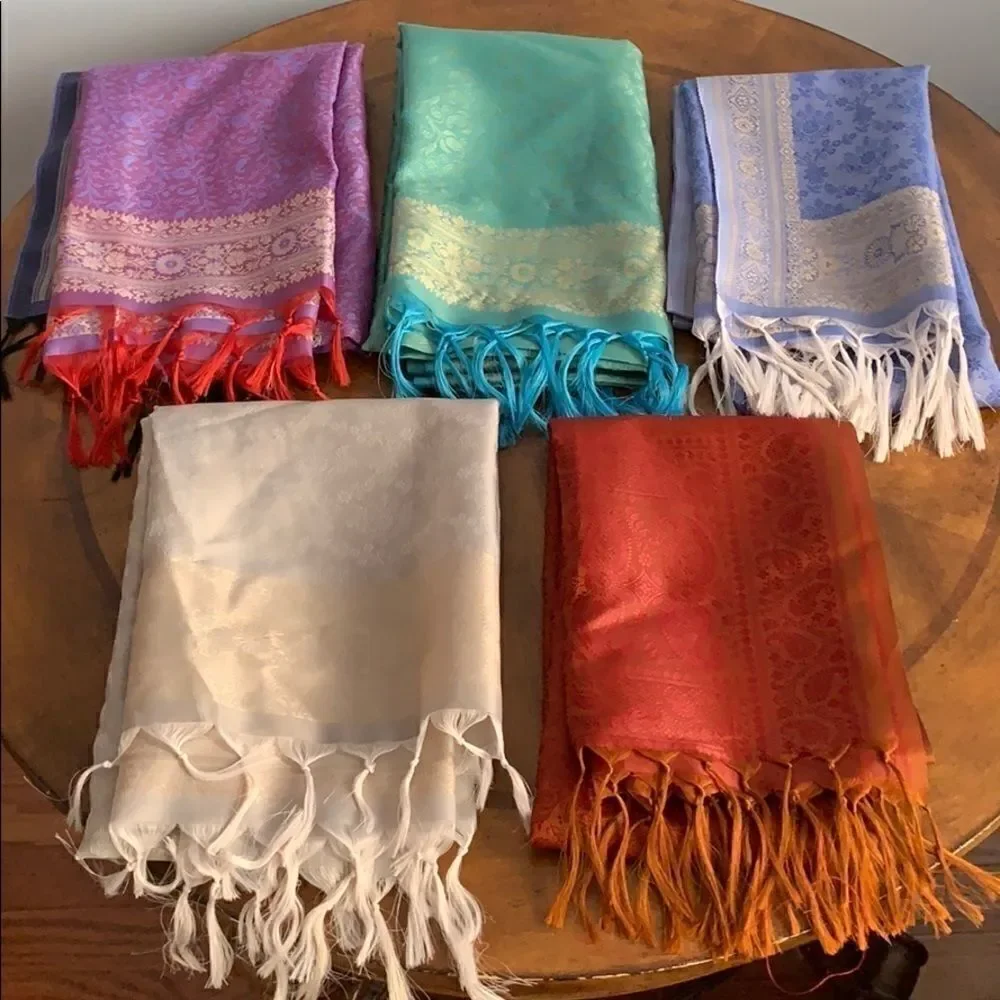 Indian silk scarves. Different colors.